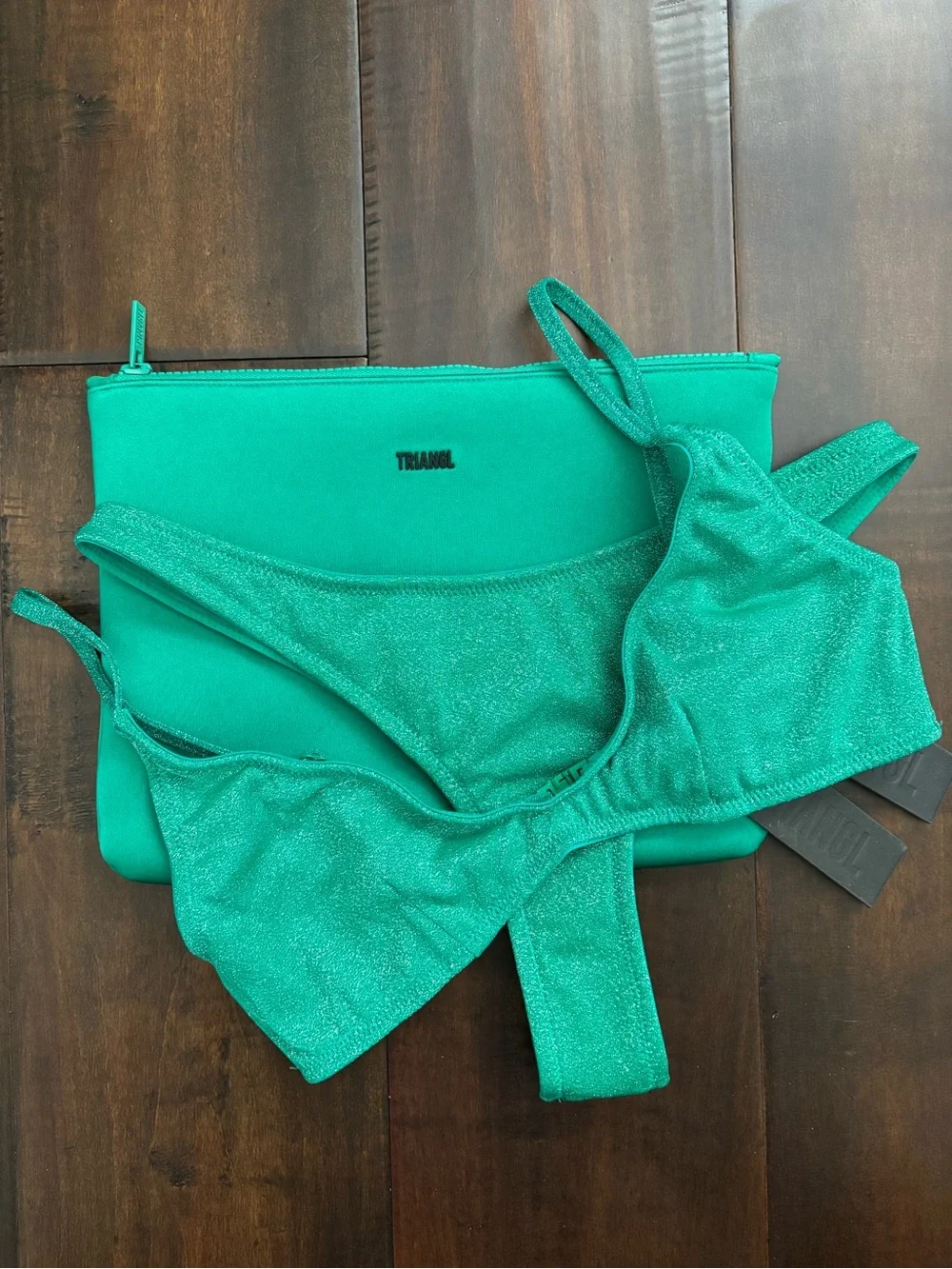NWT Triangl Maia Jaded Sparkle Bikini Set *matching bag included - Picture 5 of 7